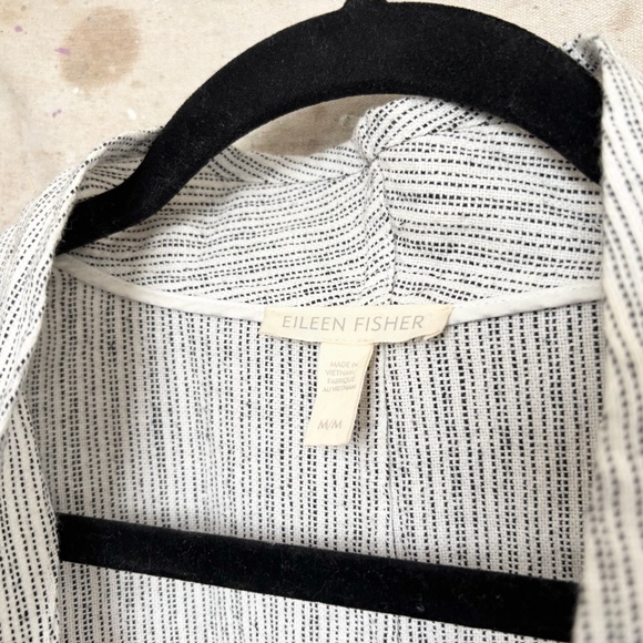 Eileen Fisher Organic Linen-Cotton Blend Ticking Stripe Jacket - Picture 4 of 6